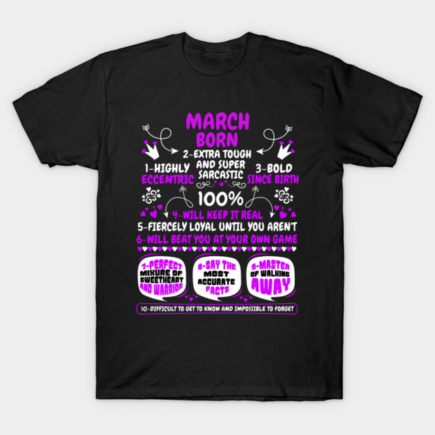 March Born T-Shirt by MCALTees