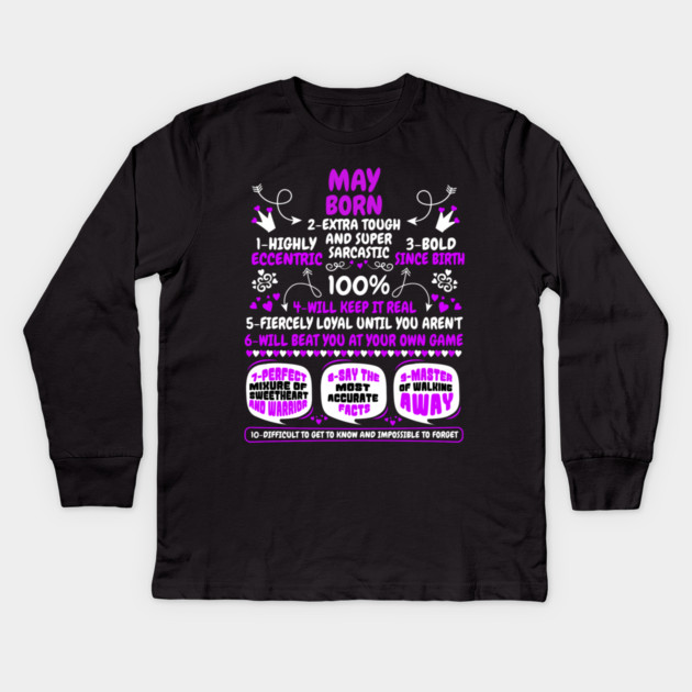 May Born Kids Long Sleeve T-Shirt by MCALTees