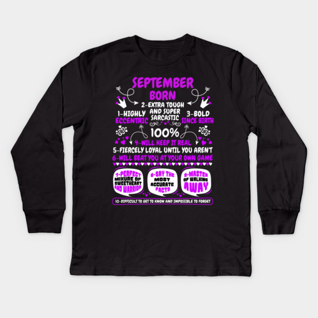 September Born Kids Long Sleeve T-Shirt by MCALTees