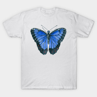 Blue Morpho butterfly watercolor painting T-Shirt