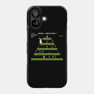 merry christmas retro pixel video game Phone Case