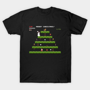 merry christmas retro pixel video game T-Shirt
