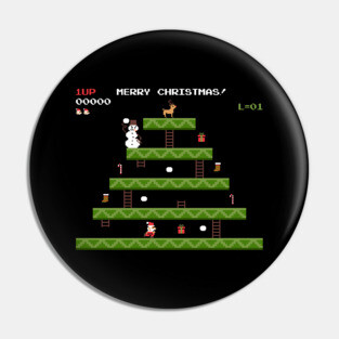 merry christmas retro pixel video game Pin
