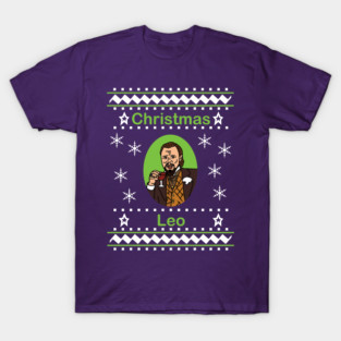 Christmas Humor Funny Leo Laughing and Drinking Wine T-Shirt