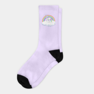 Pretty Rainbow Unicorn and Stars Socks