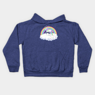 Pretty Rainbow Unicorn and Stars Kids Hoodie