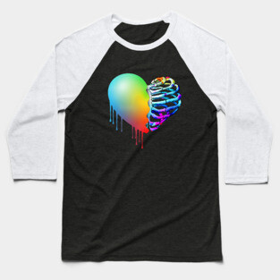 Broken heart, raimbow watercolor design, heart disease awareness Baseball T-Shirt