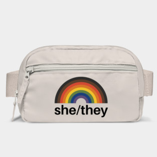 She/They Pronouns Rainbow Bag