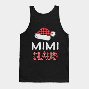 Red Plaid Mimi Claus Santa Hat Family Matching Christmas Gifts Tank Top