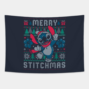 Merry Stitchmas Funny Cute Christmas Gift Tapestry