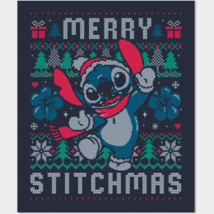 Merry Stitchmas Funny Cute Christmas Gift Posters and Art