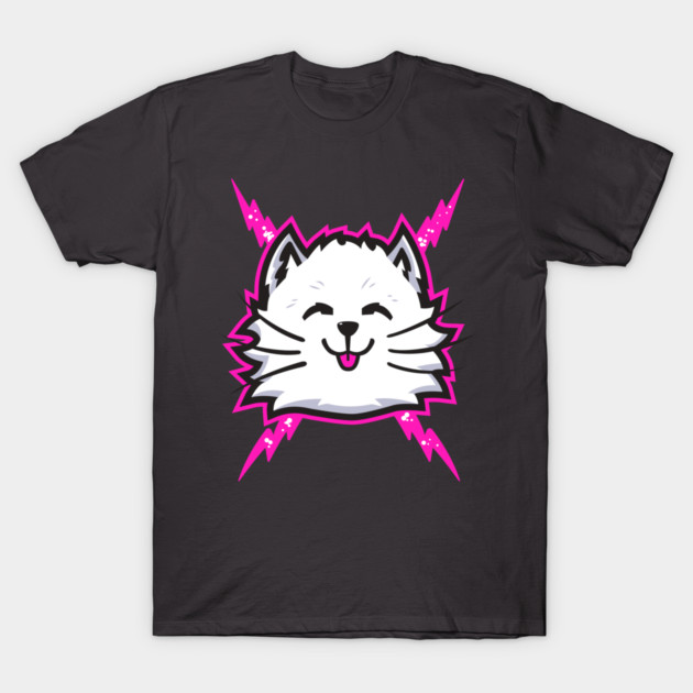 White Electric Cat T-Shirt by DangerHuskie