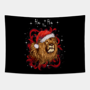 lion face christmas humor sweater Tapestry