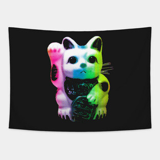 Rainbow Lucky Cat - Maneki Neko Tapestry