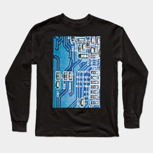 Blue Technology Circuit Board Long Sleeve T-Shirt