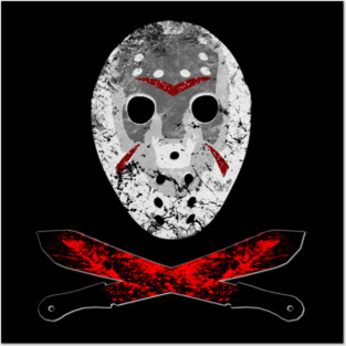 Bloody Horror Mask and Machete Posters and Art