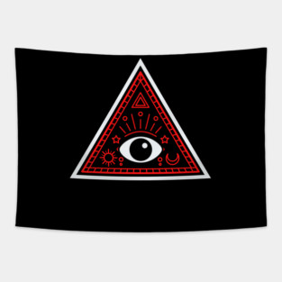 All Seeing eye - red and black with black eye Tapestry