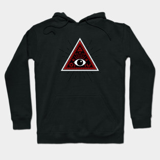 All Seeing eye - red and black with black eye Hoodie