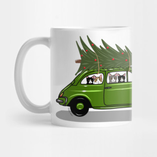 Bringing Home the Christmas Tree Green Mug