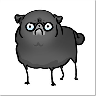 Angry Pug (black) Posters and Art