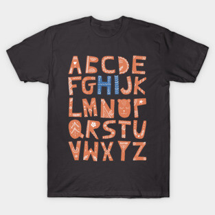 Alphabet says "Hi" (orange and blue) T-Shirt