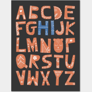 Alphabet says "Hi" (orange and blue) Posters and Art
