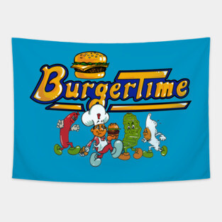 Burger Time Characters Tapestry