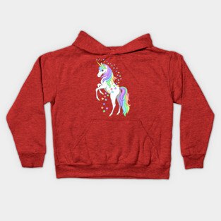Rearing Rainbow Unicorn and Stars Kids Hoodie
