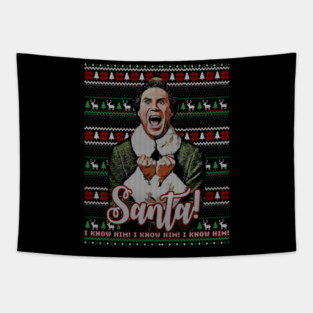 Buddy the elf OMG! SANTA I know him ! - funny christmas tee ugly sweater Tapestry