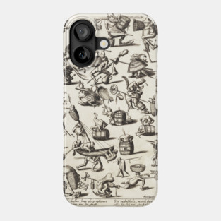 HIERONYMUS BOSCH BESTIARY Black White Fantasy Figures,Monsters and Animals Phone Case