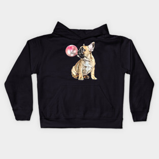 French bulldog bubble gum Kids Hoodie