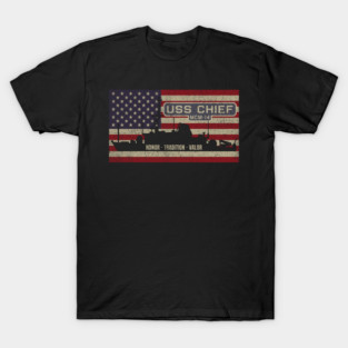 Chief MCM-14 Countermeasures Ship Vintage USA American Flag Gift T-Shirt