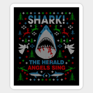 Shark the Herald Angles Sing Great White Ugly Christmas Sweater Party Sticker