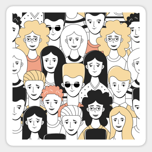 funny doodle people face pattern gift Magnet by Tshirtiz