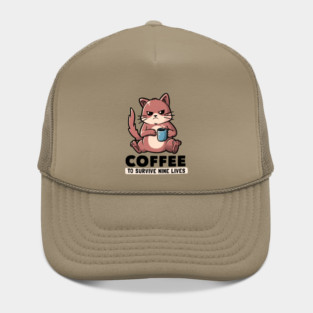 Coffee To Survive Nine Lives Funny Cute Cat Hat