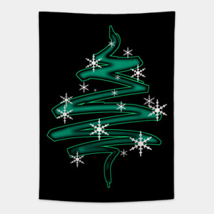 Christmas Tree Abstract with snowflakes Tapestry