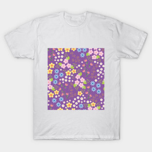 Purple ditsy floral pattern T-Shirt