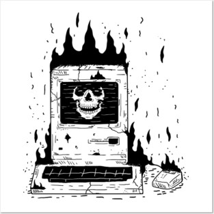 Old computer Skull Posters and Art