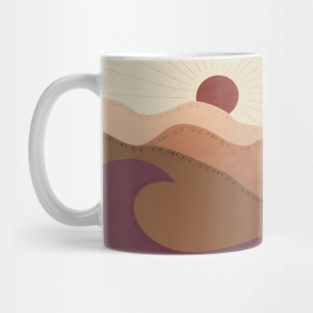 Waves and sun and mountains Bohemian Design no.2 Mug