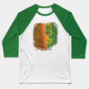 Tiki And Hibiscus Baseball T-Shirt