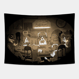 Dogs Playing Poker Tapestry