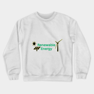 Renewable Energy Logo Solar Panels Wind Turbine Crewneck Sweatshirt