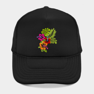 Tropical Hibiscus Flowers Bouquet Hat