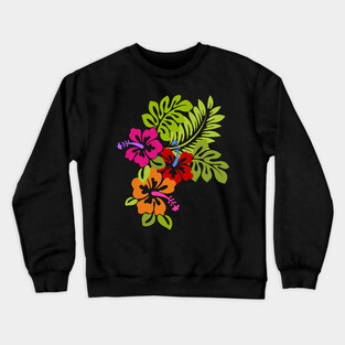 Tropical Hibiscus Flowers Bouquet Crewneck Sweatshirt
