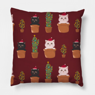 Cat and Plants Christmas tree cactus gifts Pillow