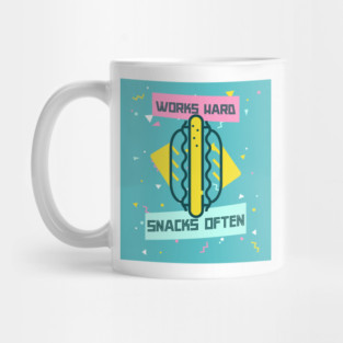 Works Hard, Snacks Often - Hot Dog Edition Mug