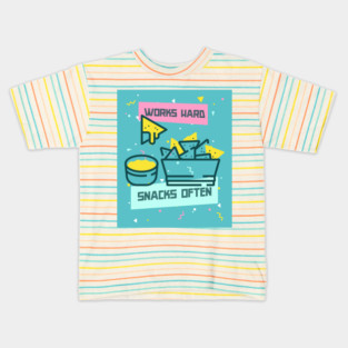 Works Hard, Snacks Often - Nacho Edition Kids T-Shirt
