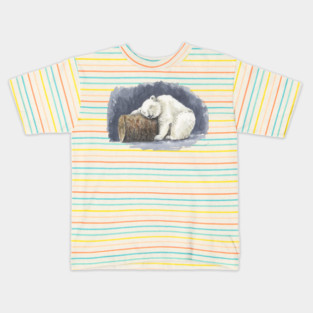 Sleeping polar bear, watercolor art Kids T-Shirt
