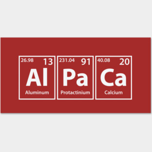 Alpaca (Al-Pa-Ca) Periodic Elements Spelling Posters and Art