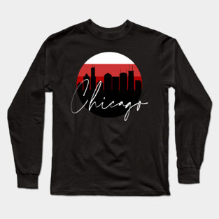 Chicago Basketball Skyline Long Sleeve T-Shirt